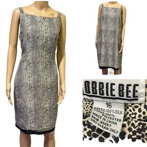 Silk Bobbie Bee Snakeskin Print Sleeveless Fully Lined Zip Back Dress Womens 16